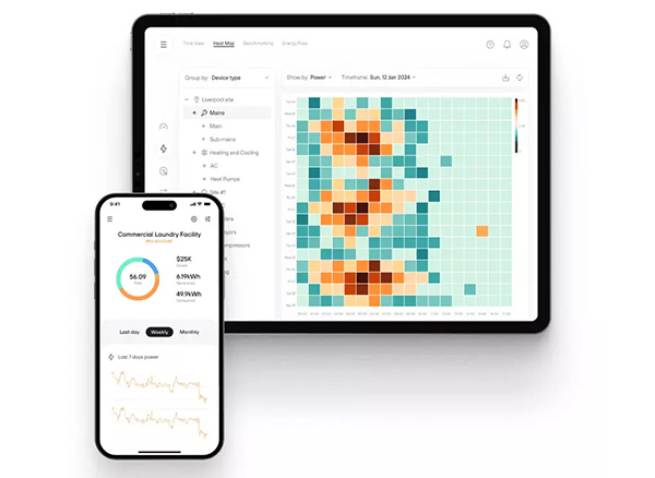 devices showing energy monitoring dashboards